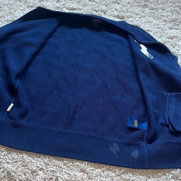 Ralph Lauren Polo BIG PONY Full Zip Sweater Jacket  NAVY/WHITE Boys XL - Picture 7 of 16